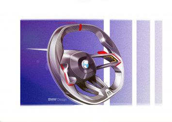 BMW Concept 8 Series Steering Wheel Design Sketch Render