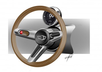 MINI Superleggera Vision Concept Interior Design Sketch Steering Wheel
