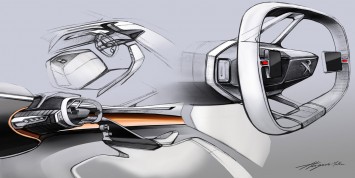 Peugeot Fractal Concept Interior Steering Wheel Design Sketches