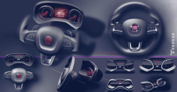 Fiat Toro - Interior Design Sketch Render - Steering Wheel