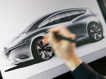 Renault designer Jeremie Sommer design sketching on the Cintiq