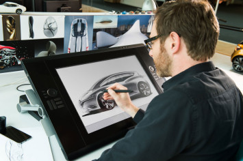 Renault designer Jeremie Sommer design sketching on the Cintiq