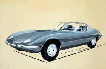 1963 Bertone Chevrolet Corvair Testudo - Sketch by Giugiaro