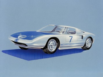 1963 Ford GT concept Vintage Design Sketch Render