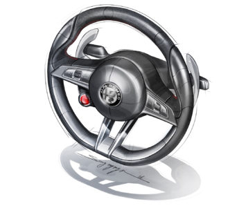 Alfa Romeo Stelvio Steering Wheel Design Sketch