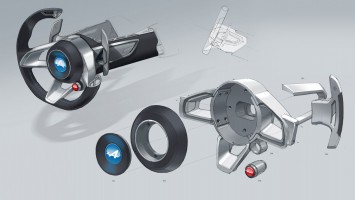 Alpine Vision Concept Interior - Steering Wheel Design Sketch Render