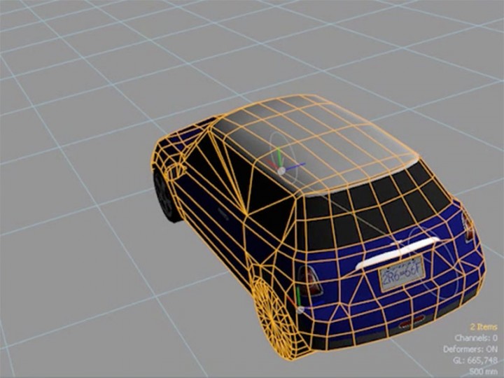Applying Dynamics to a Car 3D model in MODO 701