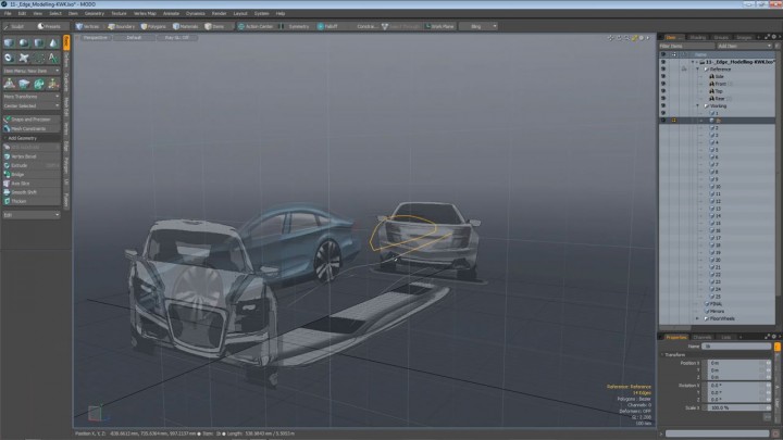 Concept Car 3D Polygon Model Blueprint Setup - MODO 901 screenshot