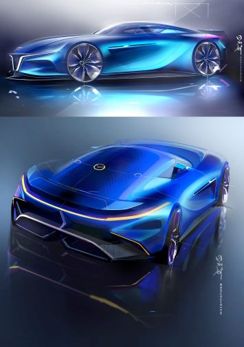 Mazda RX7 Concept Design Sketch Render by Milton Tanabe