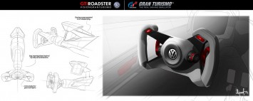 Volkswagen Vision GTI Roadster Concept Gran Turismo - Interior Design Sketch - Sterring Wheel
